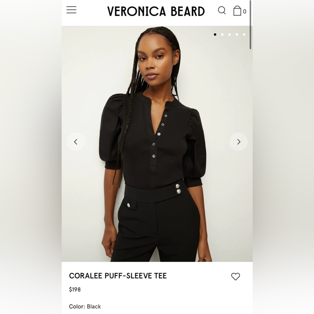 Veronica Beard Coralee Black Top - Size Medium